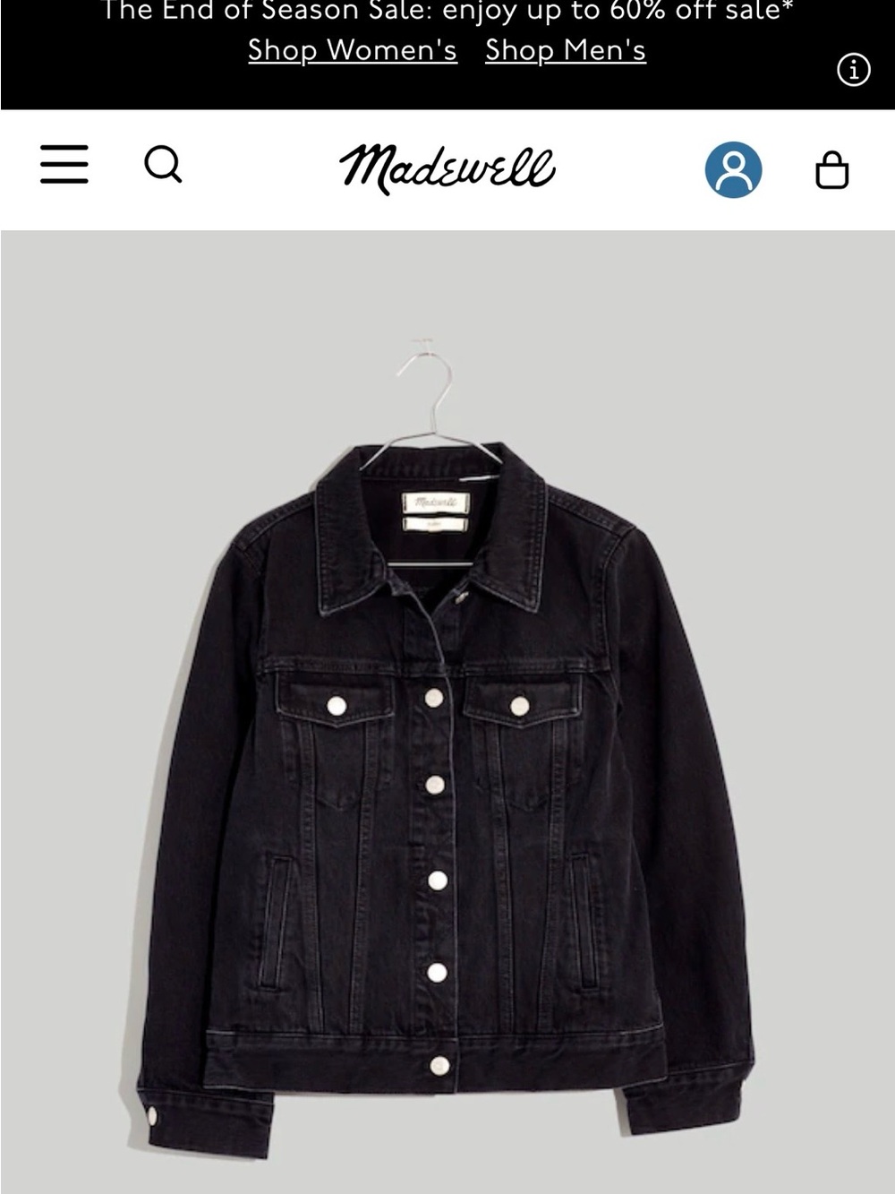 Madewell Black Washed Denim Jacket